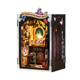 DIY miniature book nook kit, dark cabinet design with glowing portal window