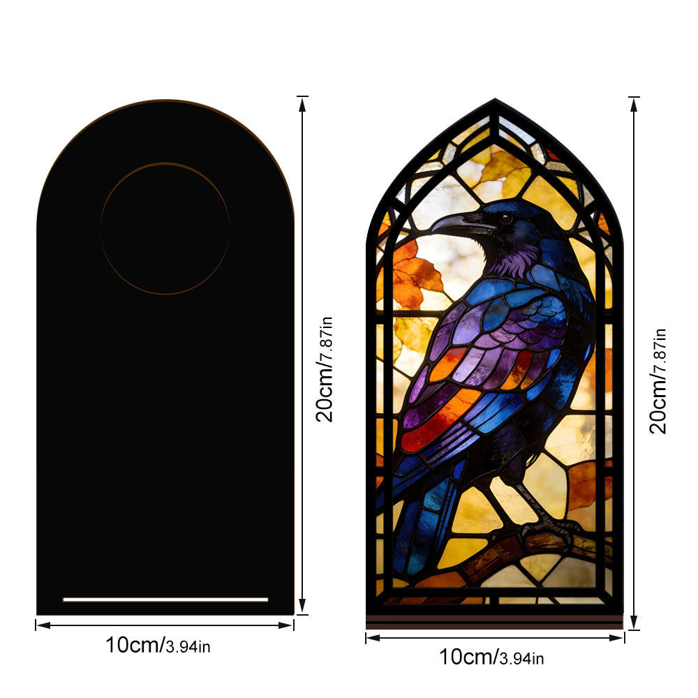 The Autumn Watcher - Raven Book Nook with Candle Glow