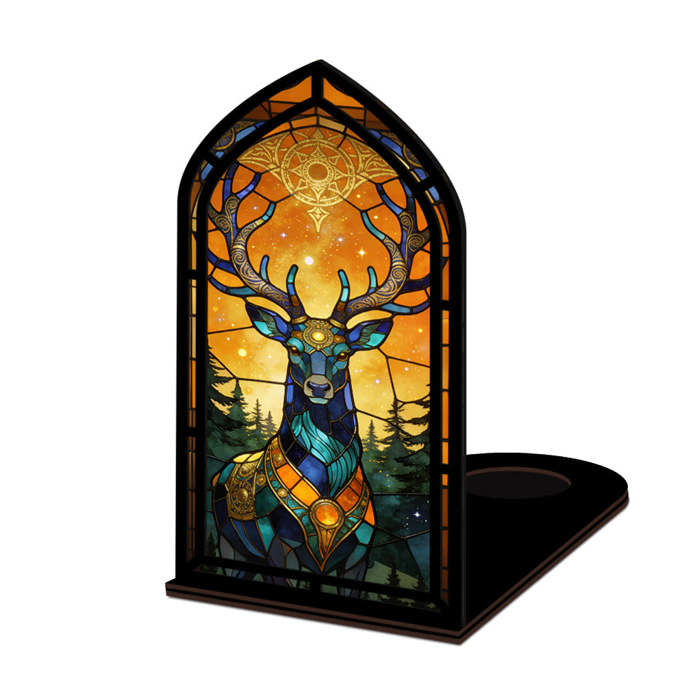 The Celestial Stag | Mystic Deer with Antlers Book Nook with Candle Glow