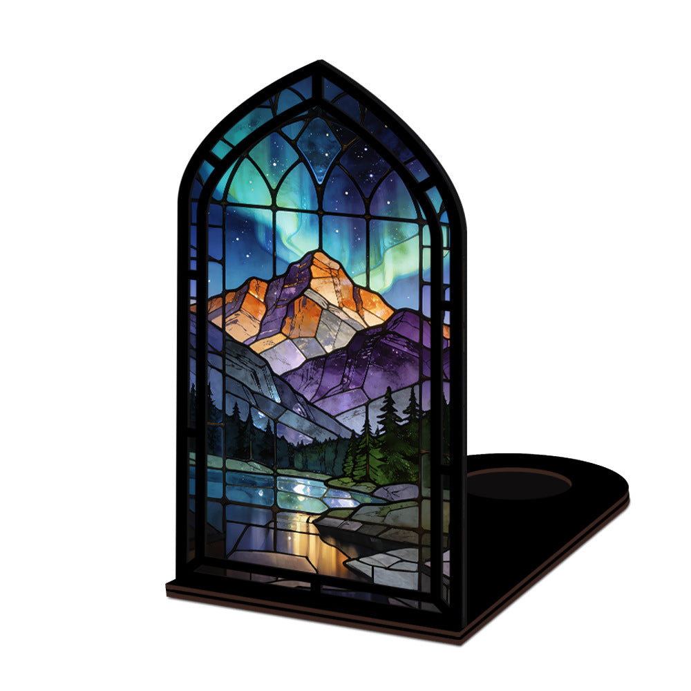 The Aurora Sanctuary | Northern Lights and Mountain Lake Book Nook with Candle Glow