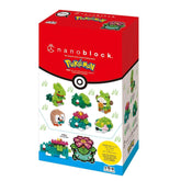 Building blocks kit box for grass-type Pokémon figures, featuring nanoblock branding
