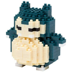 A pixelated toy resembling a character from the Pokémon franchise, composed of small blue and yellow blocks.