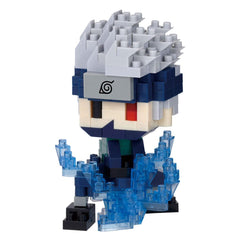 A 3D model of a character from the anime series " Kakashi", composed of numerous small blue and gray building blocks.
