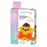 DIY nano building blocks kit featuring a yellow Pompompurin dog with big ribbon
