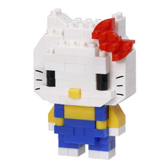 A pixelated image of a Hello Kitty character composed of small white and red blocks, with a red bow on its head.