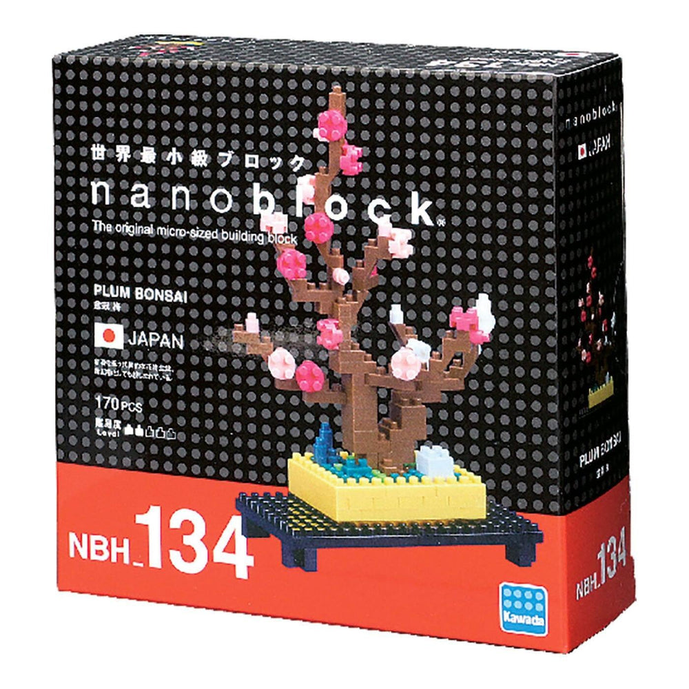 The image is a box for a NanoBlock bonsai tree building block set.