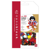 Kabuki actor nano building blocks kit packaging with assembled figure illustration