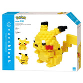 Pokémon nano building blocks kit with yellow Pikachu figure, black ears, red cheeks