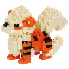 A colorful, pixelated toy resembling a small animal or creature, composed of numerous small blocks in various colors.