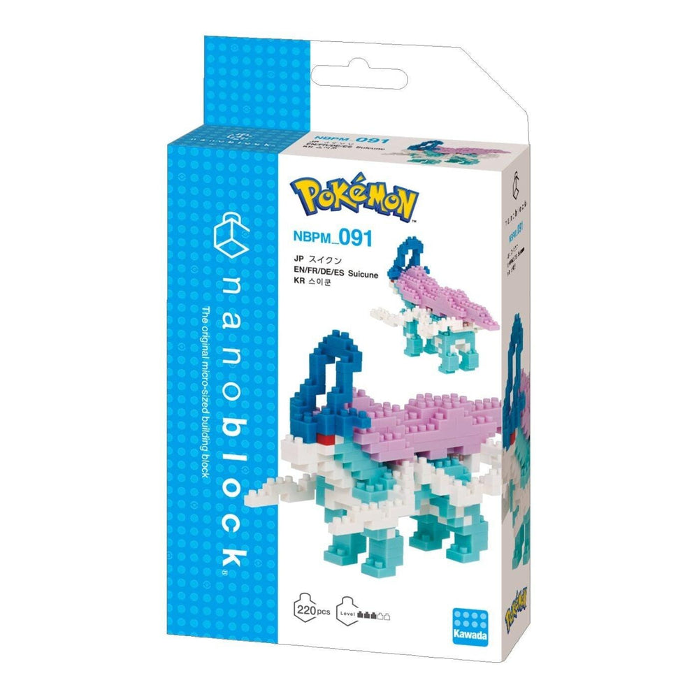 The image is a packaging box for a Pokemon-themed building block set called "Pokemon" from the game "Pokemon". The box features a blue and white color scheme with images of the building blocks and the Pokemon characters.