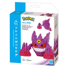 a Pokemon-themed building block set called "Mano Block" with a purple character. The packaging includes a box with the Pokemon logo and a picture of the character.