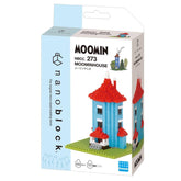 Nano building blocks kit box with small house model, red roof and blue walls