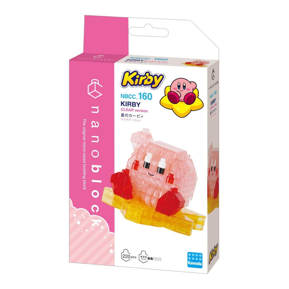 a pink and white box containing a toy, specifically a figurine of a character from the video game "Kirby". The box is designed to be visually appealing and includes a clear plastic window that allows the viewer to see the toy inside. The packaging also includes a clear plastic window, which is likely to be used for displaying the toy.