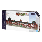 Deluxe nano building blocks kit box with red-and-teal station building design