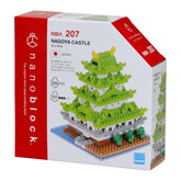Nano building blocks kit box for Nagoya Castle with green castle model artwork