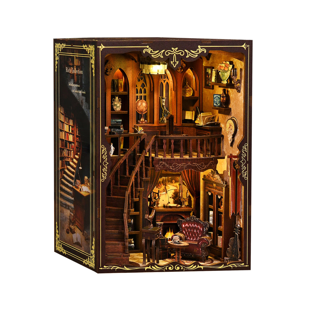 DIY miniatures book nook kit box with detailed multi-level interior scene