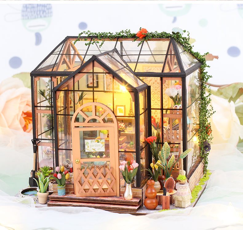 Jenny's Flower DIY Miniature Dollhouse Kit (Florist Greenhouse, Craft Gift)