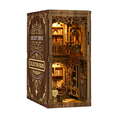 Antique book collection room kit box, dark brown with gold ornate room print