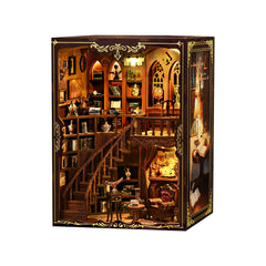 DIY miniatures book nook kit box with arched library interior display