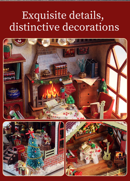 DIY Miniature House Kit - Cozy Christmas  (Winter Scene, Dollhouse Wooden Craft Kit)