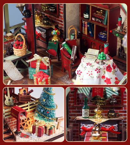 DIY Miniature House Kit - Cozy Christmas  (Winter Scene, Dollhouse Wooden Craft Kit)