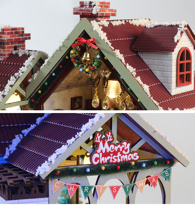 DIY Miniature House Kit - Cozy Christmas  (Winter Scene, Dollhouse Wooden Craft Kit)
