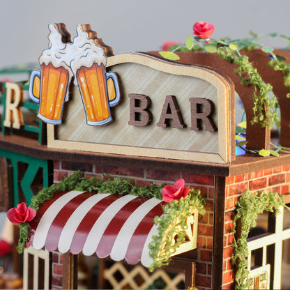 DIY Miniature Book Nook Kit -  Cozy Tavern (Dollhouse Vintage Pub, Bookshelf Insert, Craft Gift)