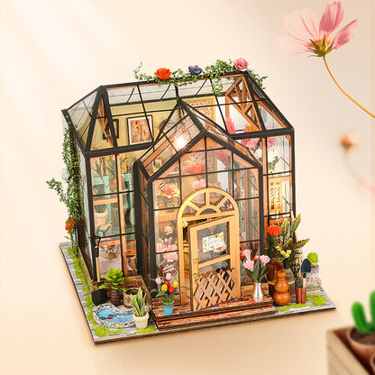 Jenny's Flower DIY Miniature Dollhouse Kit (Florist Greenhouse, Craft Gift)