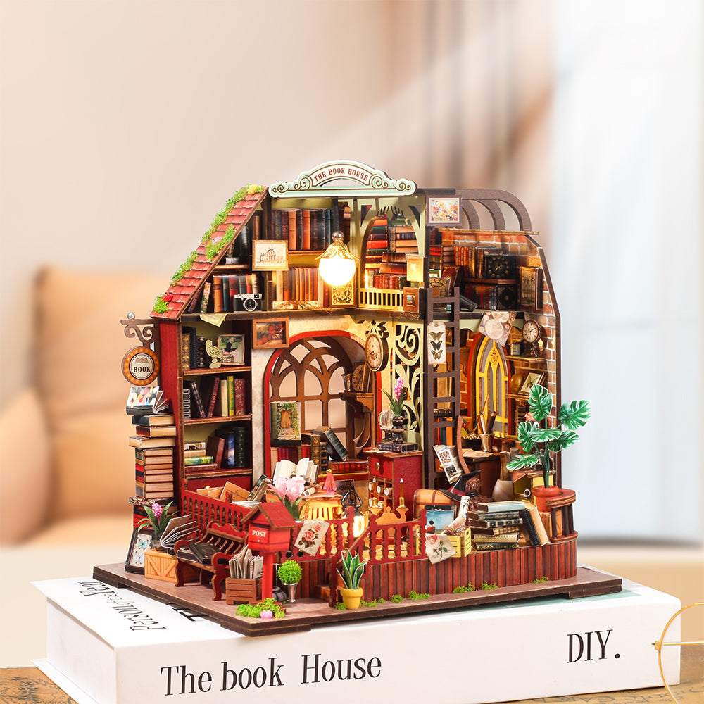 DIY Miniature Dollhouse Kit - Vintage Library (Secret Scroll Bookstore, Craft Gift)