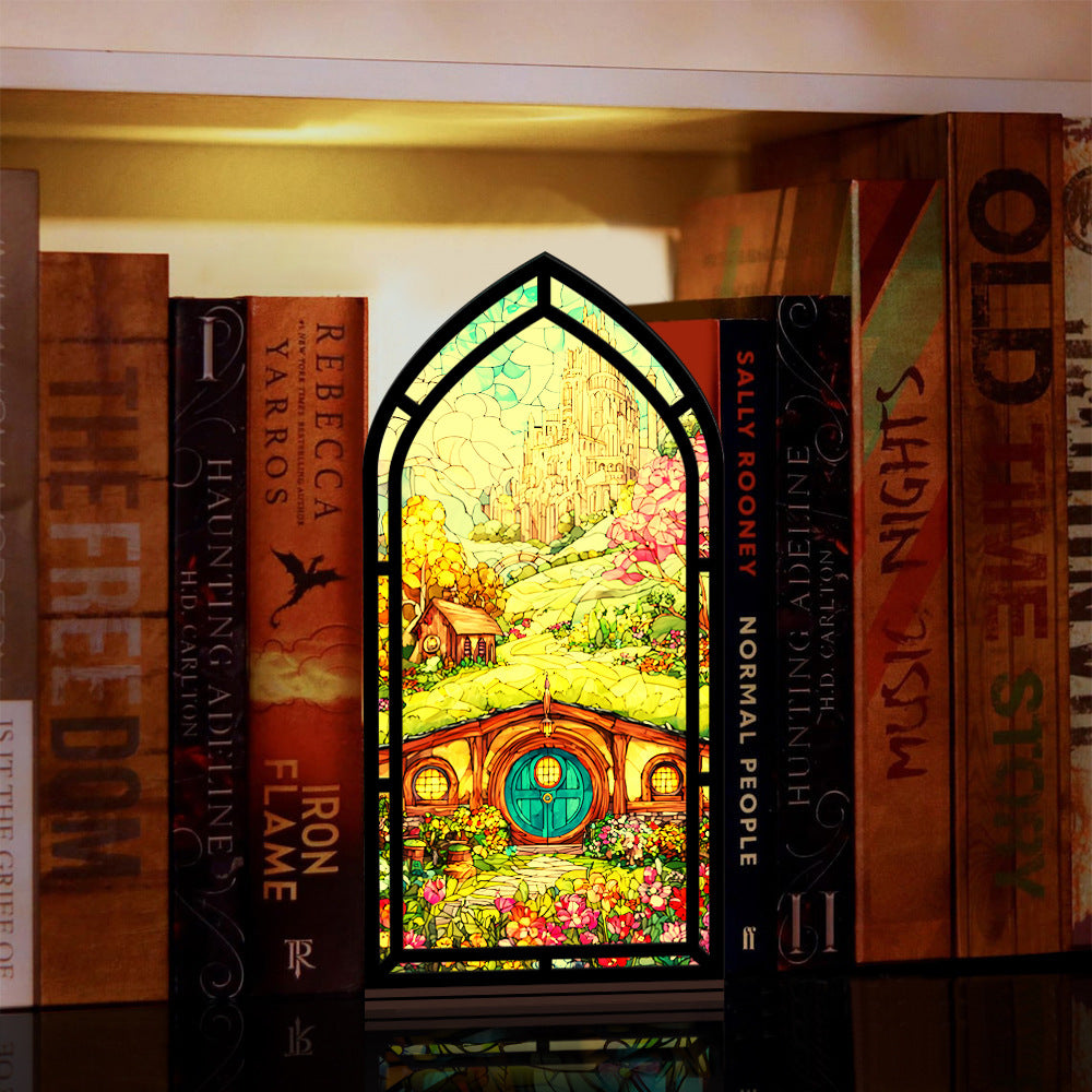 The Halfling’s Hillside Home Book Nook with Candle Glow