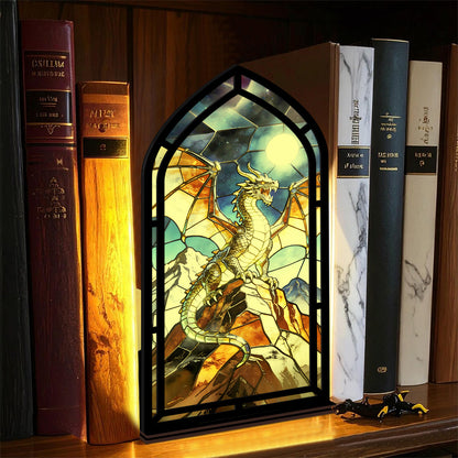 Dragon Gurdiance Bookend with Candle Glow