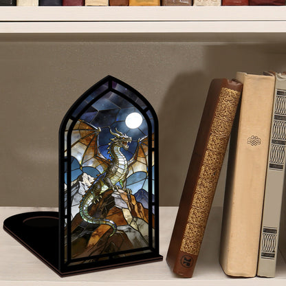 Dragon Gurdiance Bookend with Candle Glow