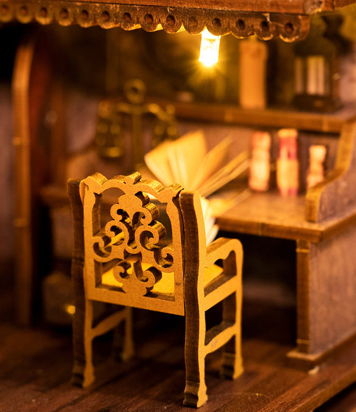 Antique Library - Scholar's Dream Book Nook Kit (Bookshelf, Wooden Miniature Craft Birthday Gift)