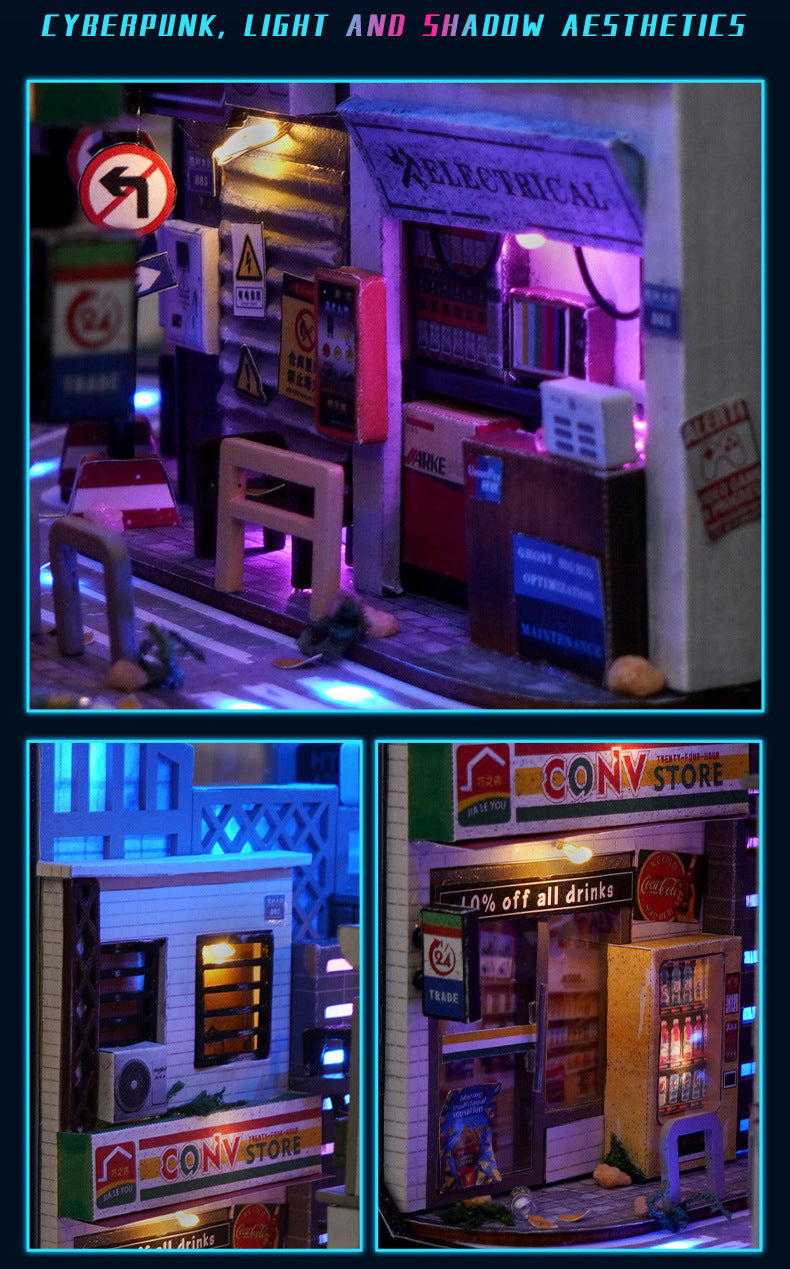 Cyberpunk City DIY Book Nook Kit - (Near Future scene, craft gifts)