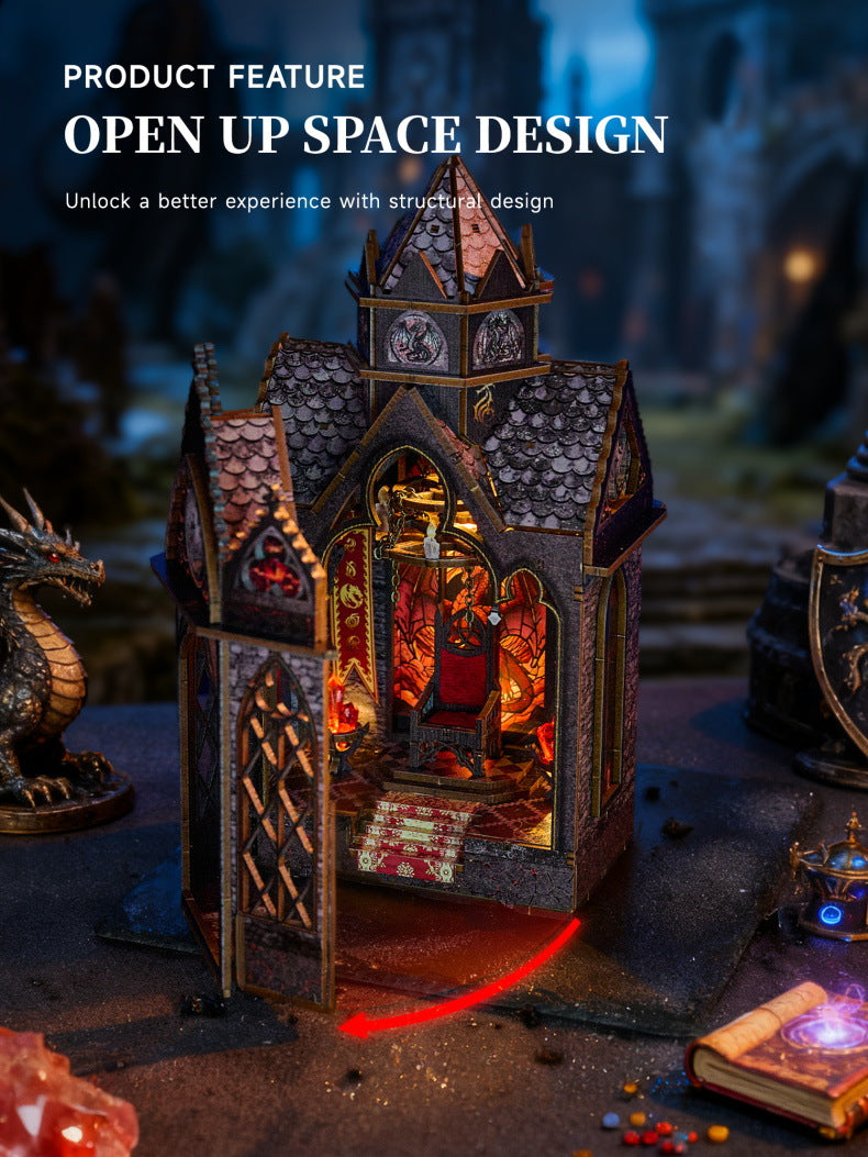 Tower of Dragon Habitat DIY Miniature Kit (Spire of the Wyrm Bookshelf, Wooden Epic Fantasy Craft Gift)
