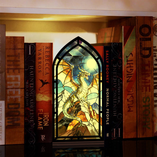 Dragon Gurdiance Bookend with Candle Glow