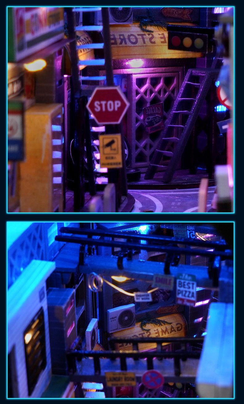 Cyberpunk City DIY Book Nook Kit - (Near Future scene, craft gifts)