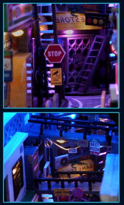 Cyberpunk City DIY Book Nook Kit - (Near Future scene, craft gifts)