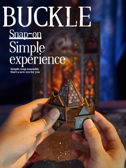 Tower of Dragon Habitat DIY Miniature Kit (Spire of the Wyrm Bookshelf, Wooden Epic Fantasy Craft Gift)
