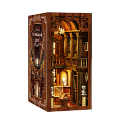 Wooden DIY book nook display kit with multi-level interior and arched doorway