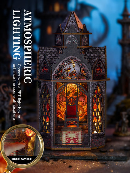 Tower of Dragon Habitat DIY Miniature Kit (Spire of the Wyrm Bookshelf, Wooden Epic Fantasy Craft Gift)
