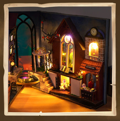 Magic Overture Street DIY Book Nook Kit (Fantasy Alley Bookshelf, Wooden Miniature Craft Gift)