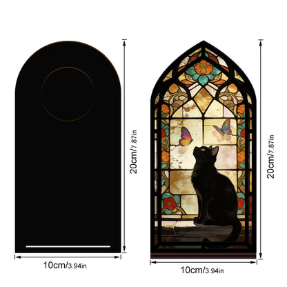 The Curious Companion Black Cat & Butterflies Book Nook with Candle Glow