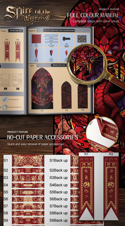 Tower of Dragon Habitat DIY Miniature Kit (Spire of the Wyrm Bookshelf, Wooden Epic Fantasy Craft Gift)