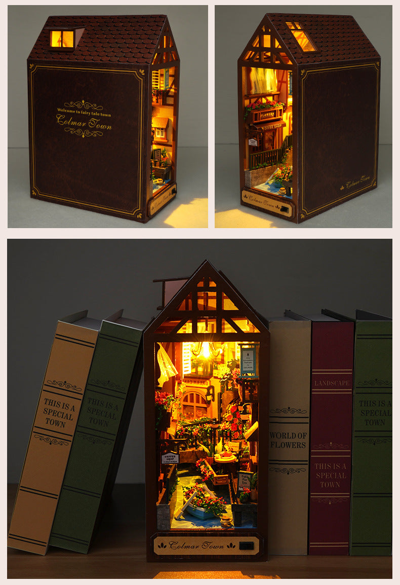 Leisurely Years DIY Book Nook Kit (Vintage Nostalgic Bookshelf, Retro Room Craft Gift)