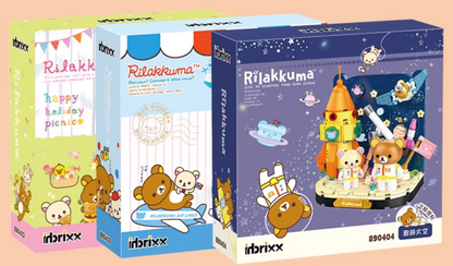 Rilakkuma DIY Building Block | Kawaii Desktop Ornament | Mini Street Scene Brick Toy | Cute Bear Collectible Gift