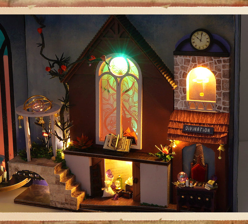 Magic Overture Street DIY Book Nook Kit (Fantasy Alley Bookshelf, Wooden Miniature Craft Gift)