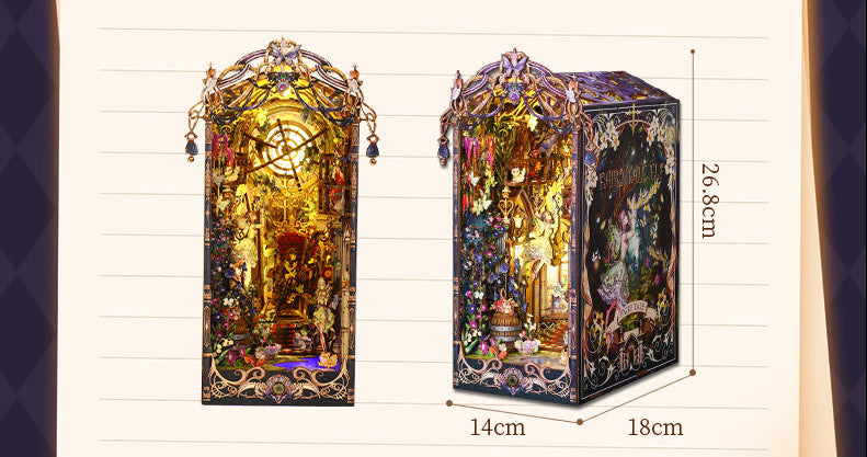 Fairy Tale Elf DIY Book Nook Kit (Magical Forest Bookshelf Insert, Craft Gifts)