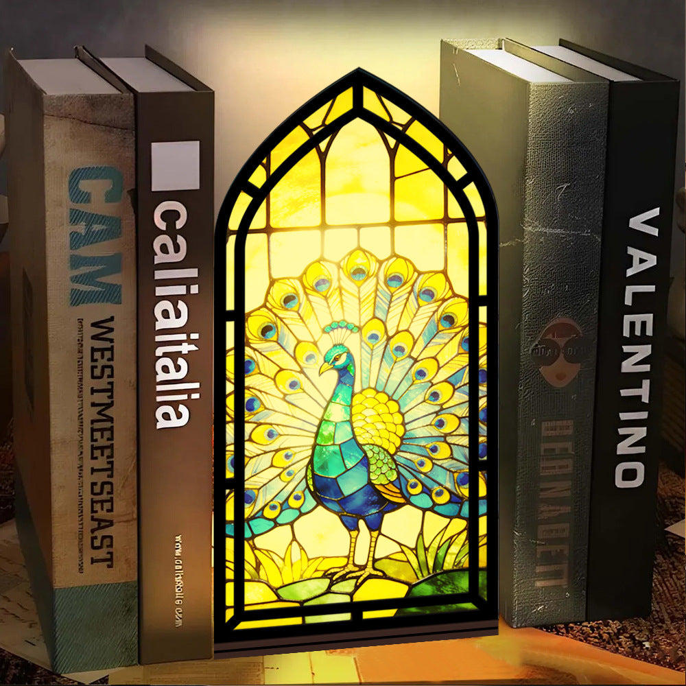 The Royal Peacock Book Nook with Candle Glow