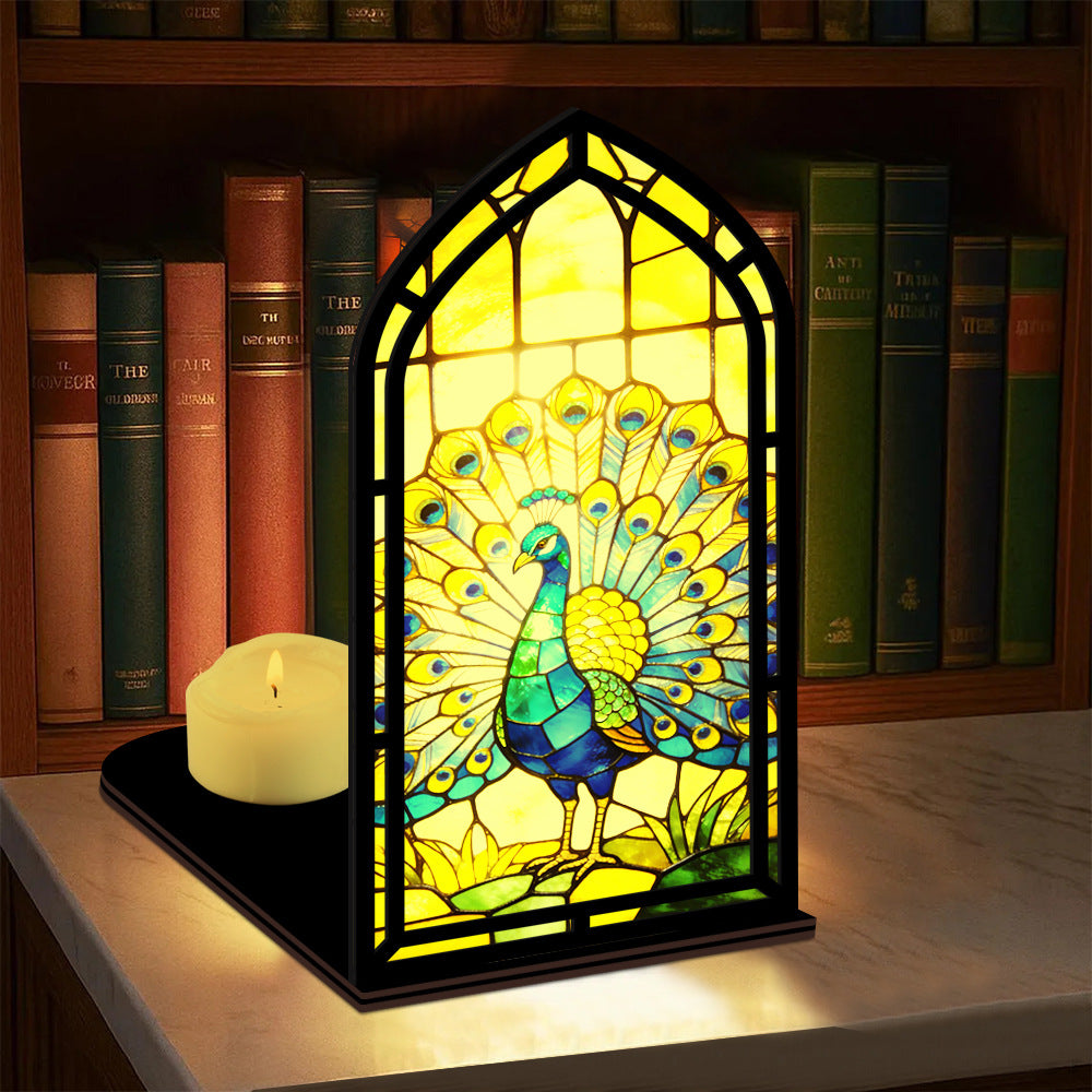 The Royal Peacock Book Nook with Candle Glow